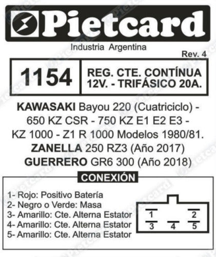 Regulador 12v Kawasaki Bayou 220 Cuatriciclo Pietcard 1154 3