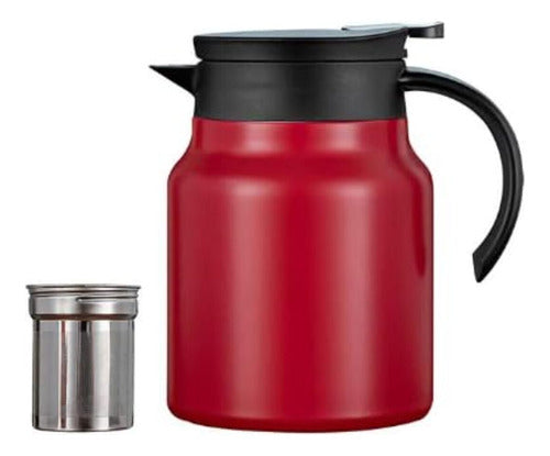 Bule Para Chá Com Filtro 1000ml Aço Inox Vermelho 0