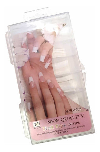 Nail Tips Tips Box X 100 Un. Sculpted Nails White, Natural Transparent 1