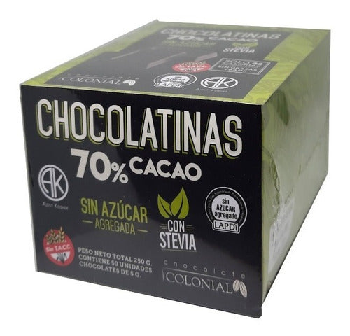 Chocolatines Con Stevia Sin Azúcar Colonial 2 Cajas De 50u 1