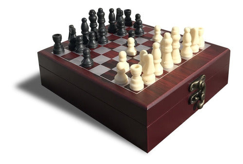 Set De Vino Con Juego Ajedrez Caja Madera Sacacorchos 4 Pzs 1