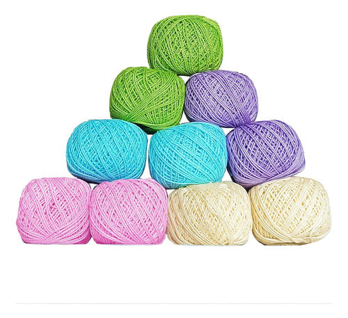 KGS Crochet Cotton Yarn in 10 Pastel Color Balls 0