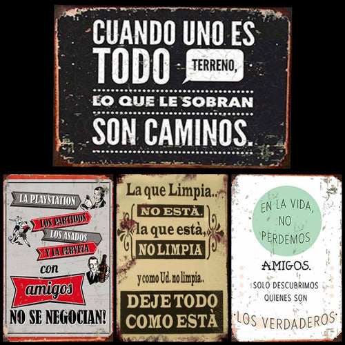 Promo 4 Carteles Chapa Estilo Antiguo A Elección Miden 30x20 0