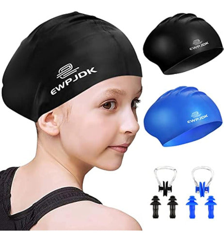 EWPJDK Swimming Cap for Kids with Long Hair 0