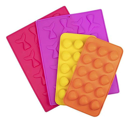 Moldes De Gomitas De Silicona De Sirena, Juego De 4 Paquetes 1