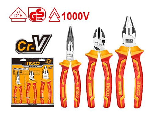 Kit De 3 Herramientas De Corte - Aisladas 1000v - Ingco 0