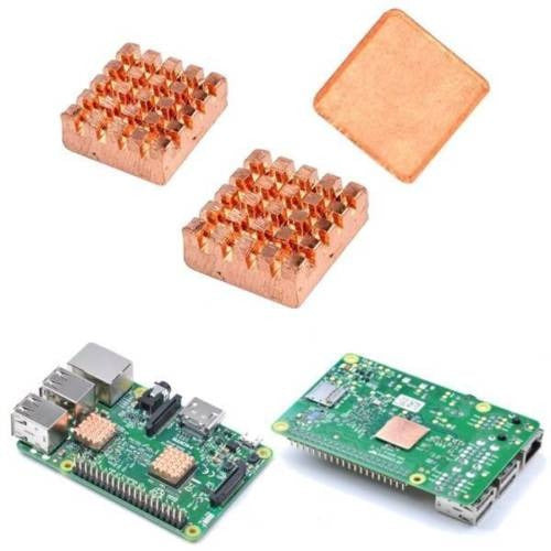 Raspberry Pi 3 Model B Cooling System 3-Piece Copper Heat Sink Set 0