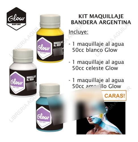 Kit Maquillaje Bandera Argentina Glow Mundial 30 Caritas 1