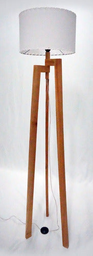 Nordic Design Paradise Wood Varnished Floor Lamp 1.60m with Foot Switch 0