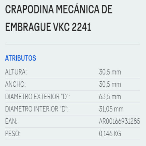 Crapodina Embrague SKF Ford Orion 2.0 L De 1994 A 1997 5