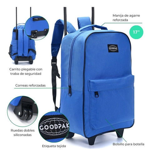 Good Pak 17" Backpack with Wheels Blue France - 35480 1