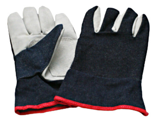 Set of 12 Leather Suede Combined Jean Short Cuff Work Gloves 0