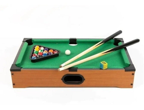 Juego De Mesa Pool Base De Madera Tacos Bolas Tiza Triangulo 1