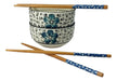 DSZ Set De Sushi P/ 2 Personas Cuencos + Palillos Flores Azules 0