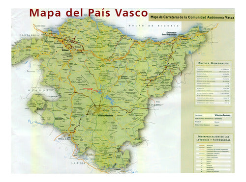 Mapa Del País Vasco España Comunidad - Lámina 45x30 Cm. 0