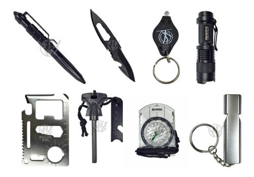 Survival EDC Kit with Flashlight Knife Compass Whistle 1