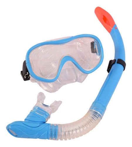 Fibro Snorkel Set Flexible Water Snorkel and Large Dive Mask 1