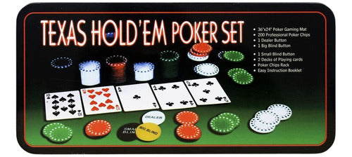 Kit Poker Profissional Em Lata 200 Fichas Texas Hold'em Set 0