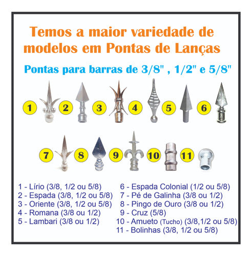 60 Pontas De Lança Modelo Cruz 5/8 2