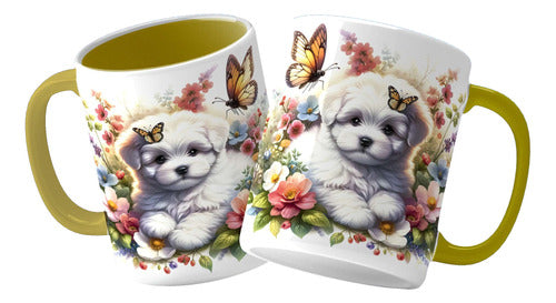 Perritos, Flores Y Mariposas Tazas 3