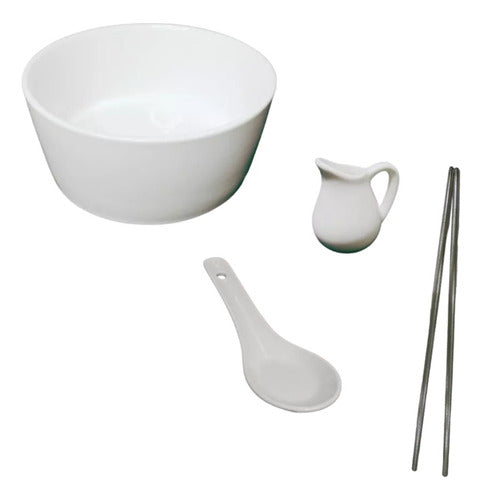 Galario Productos Set Sushi Ceramica Bowl Palillos Cuchara Salsero X4pz Bazar 0