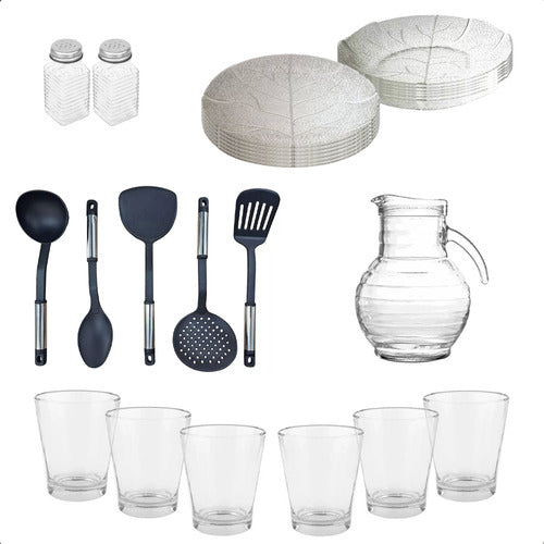 Durax Complete Dinnerware Set for 6 - Glass Plates, Cups, and More 0