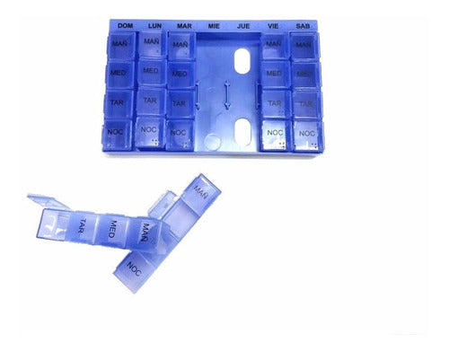 Weekly Pill Organizer 4 Meals Blue + Pill Cutter 2