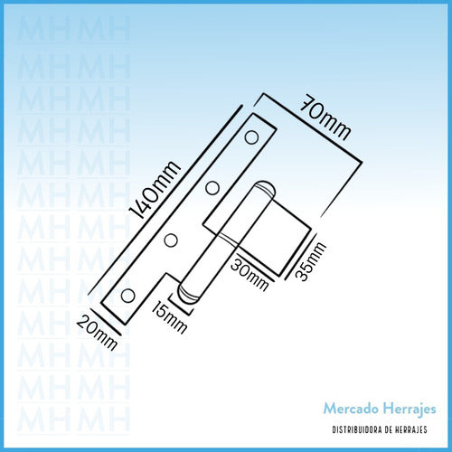 Mercado Herrajes Bisagra Pomela Mixta 140 X 70 Hierro Pulido 1