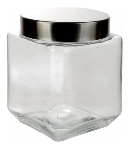 D+m Bazar Square Glass Jar with Steel Lid 0