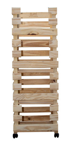 Vegetable Shelf Organizer with 4 Drawers and Wheels in Pine 7