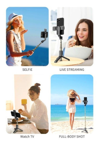 Monopod Palo Selfies Celular Bluetooth Tripode + Luz 3 Tonos 4