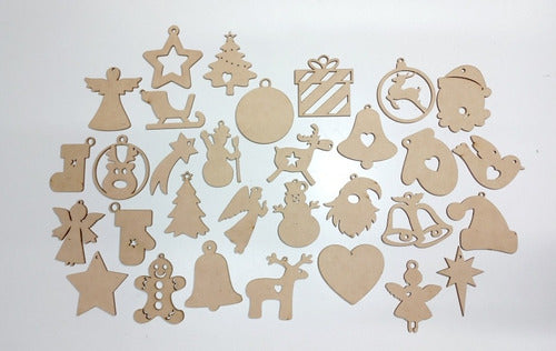 Christmas Ornaments Appliques MDF Fiberboard Words Pack of 15 3