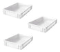 Set of 3 White Food-Grade Containers 6412A 60x40x12cm 0