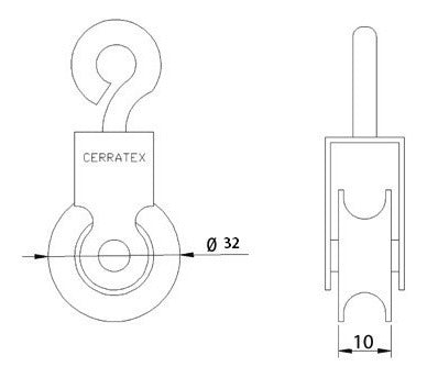 Cerratex Roldana Polea Con Rueda Plastica 32mm Caja X 12uni 3