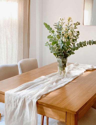 Nube Rustic Table Runner in Cream Gossamer - 100% Cotton 0