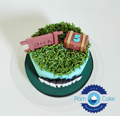 Torta Artesanal Fortnite Celeste Personalizada 4