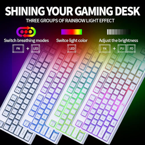 Zjfksdyx C104 Combo Inalámbrico De Teclado Y Mouse Para Juegos 2