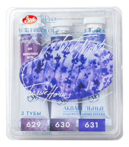 White Nights Watercolor Set - 3 Violet Color Tubes 0