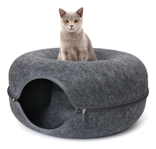 Everest.uy Oval Felt Cat Bed with Zipper 50 cm 1