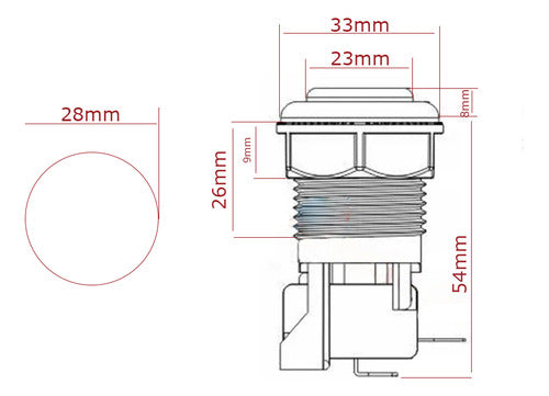 ELUMILED 20 Arcade Push Buttons with Microswitch 33mm O:28mm Red 2