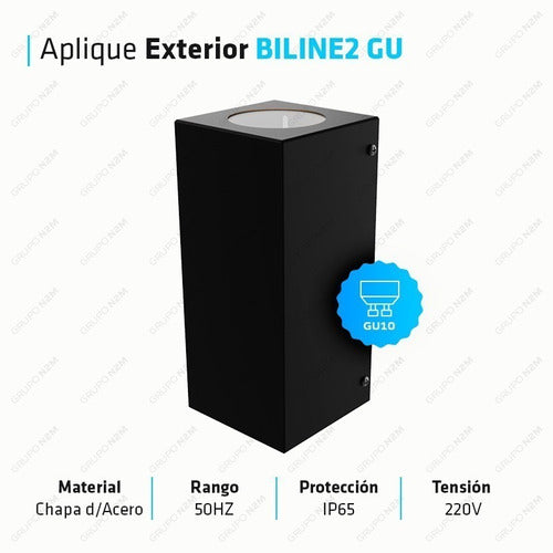 Spotsline Aplique Pared Bidireccional Gu10 Biline2 + Lampara Pack 2 2