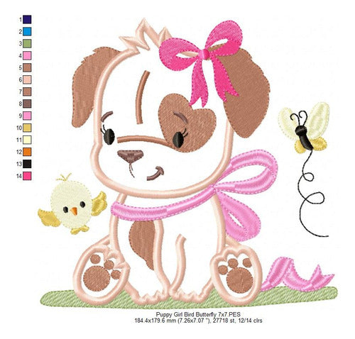 Elma Matrices Embroidery Machine Children's Design - Dog Girl Bow 2746 3