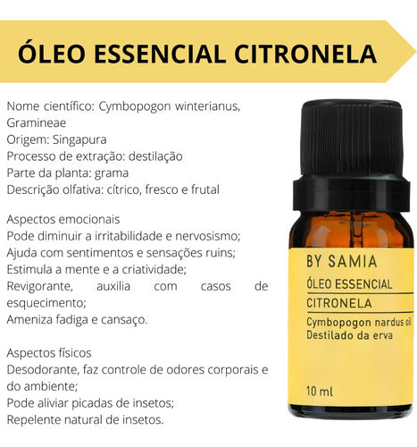 Óleo Essencial Citronela By Samia Repelente Difusor Aromas 1