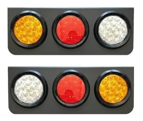 Poli Round Tricolor LED Rear Lights Set 12v Left and Right 0