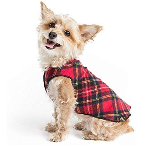 Gold Paw Fleece Pullover Red Tartan Plaid 0