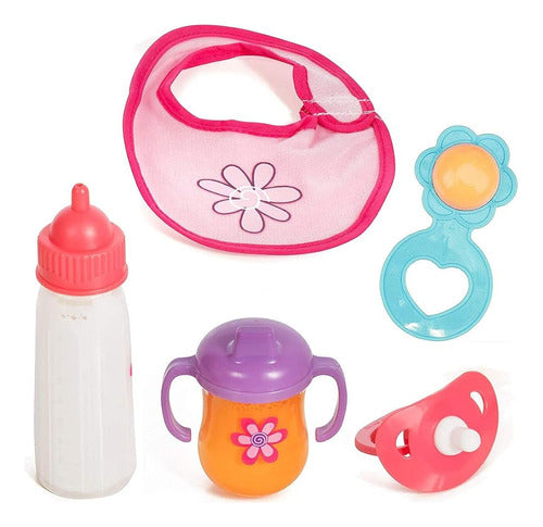 ~? Mommy & Me Baby Doll 5 Piece Feeding Accessories Set - In 0