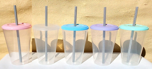 20-Pack Large 420cc Transparent Conical Glass with Lid and Reusable Straw Souvenir 2