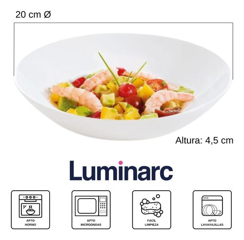 Luminarc Diwali White Tempered Glass 20 Cm Deep Plate X 6 2