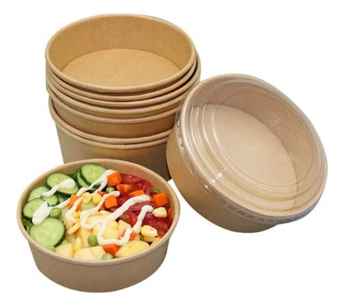 Bowl Bamboo Kraft 1000cc Ensaladera Envase Descartable Pote 3