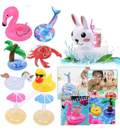 Set of 12 Inflatable Drink Holders for Pool Various Designs 0